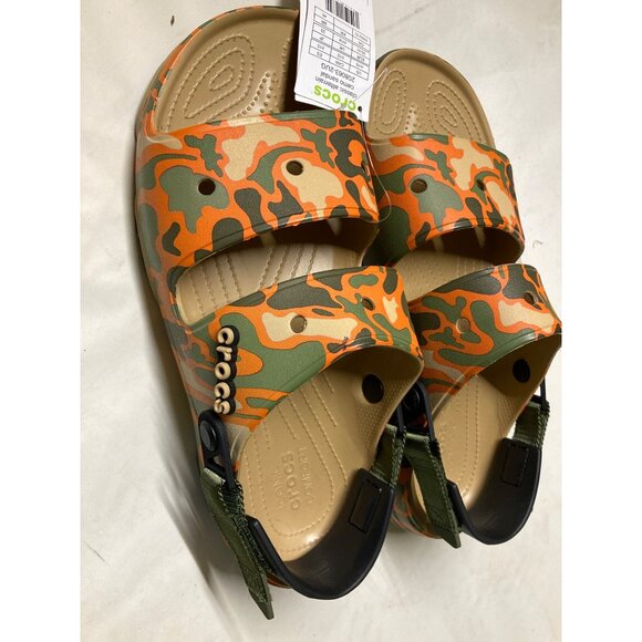 Crocs Classic Allterrain Camo Sandals Orange/Green Men Size 15 New With Tag - Picture 3 of 6